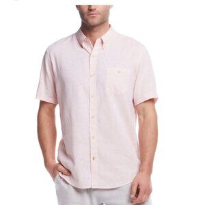 Weatherproff Vintage woven washable linen short sleeve button front shirt sz XL